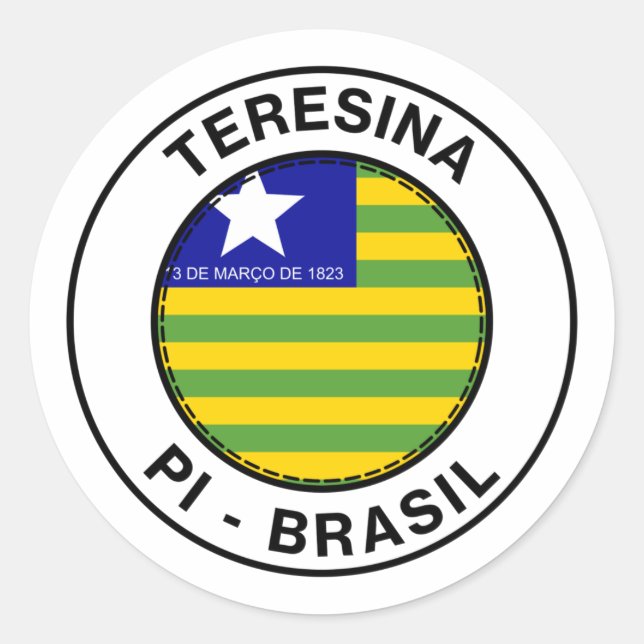 Adesivo Redondo Brasil Teresina Piaui PI Bandeira Stamp (Frente)