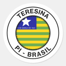 Adesivo Redondo Brasil Teresina Piaui PI Bandeira Stamp