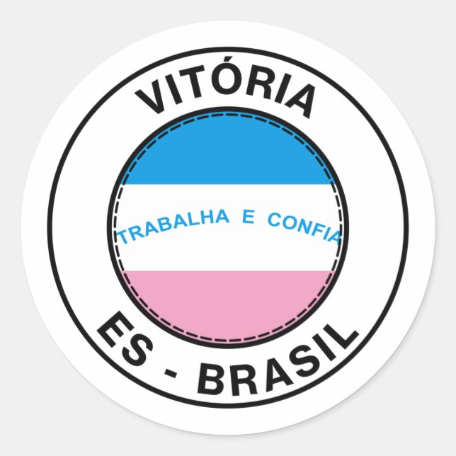 Adesivo Redondo Brasil Vitoria Espirito Santo ES Bandeira Stamp (Frente)