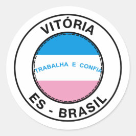 Adesivo Redondo Brasil Vitoria Espirito Santo ES Bandeira Stamp