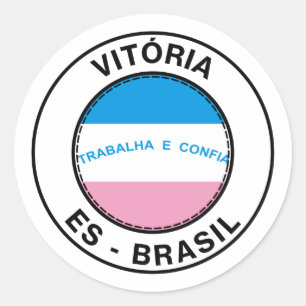 Adesivo Redondo Brasil Vitoria Espirito Santo ES Bandeira Stamp