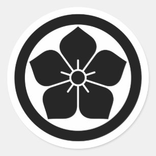 Adesivo Redondo [ Brasões de Família ] Flor de Kikyo dentro de um 