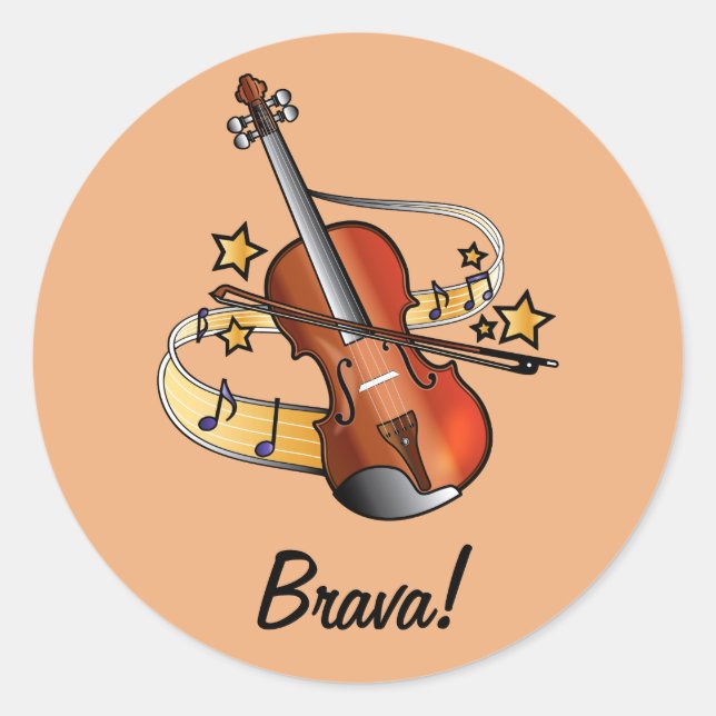 Adesivo Redondo Brava Sticker for Girl Violin Student (Frente)