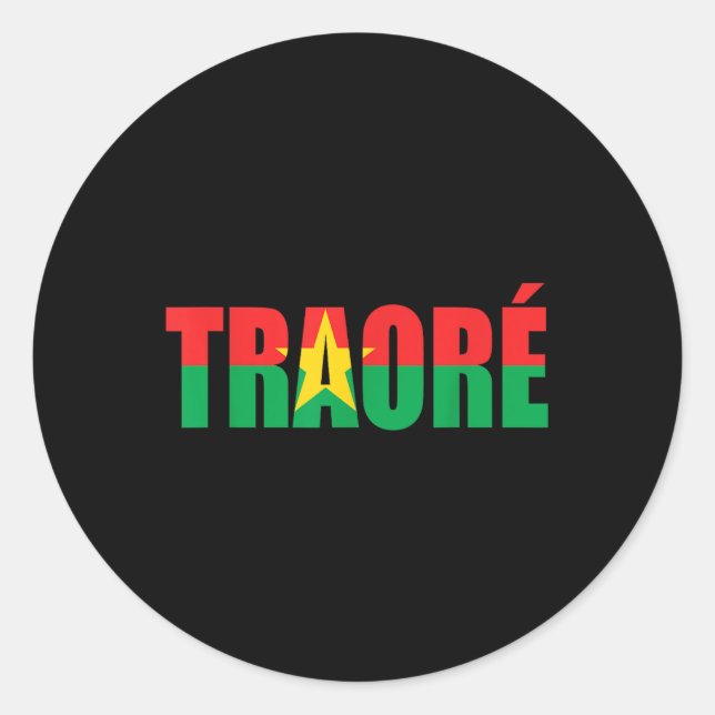 Adesivo Redondo Bravo, Capitão Ibrahim Traore! Viva Burkina Faso (Frente)
