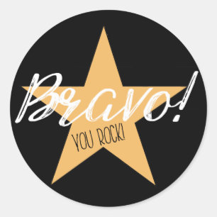 ADESIVO REDONDO "BRAVO! VOCÊ ROCK!"