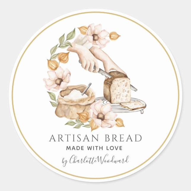 Adesivo Redondo Bread Baker Made With Love  (Frente)