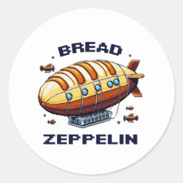 Adesivo Redondo Bread Zeppelin - Arte Whimsical de 8 bits