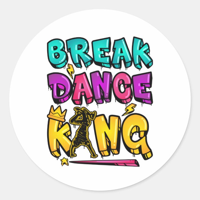 Adesivo Redondo Break Dance King (Frente)