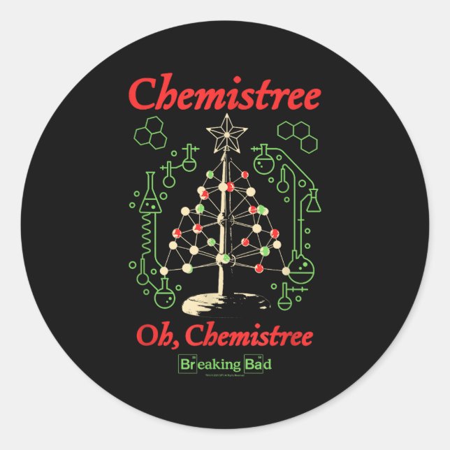 Adesivo Redondo Breaking Bad Oh Chemistree Funny Christmas Science (Frente)