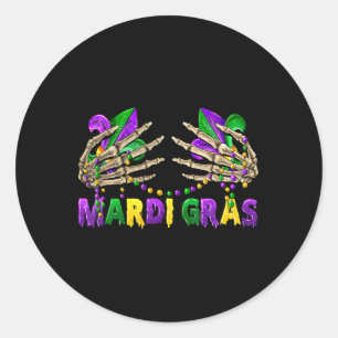 Adesivo Redondo Breassede Mardi Gras 2025 Camisa Miçangas Engraçad