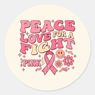Adesivo Redondo Breast Cancer Awareness / Paz Amor Lucha