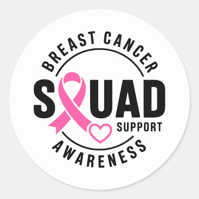 Adesivo Redondo Breast Cancer Awareness Squad Support (Frente)