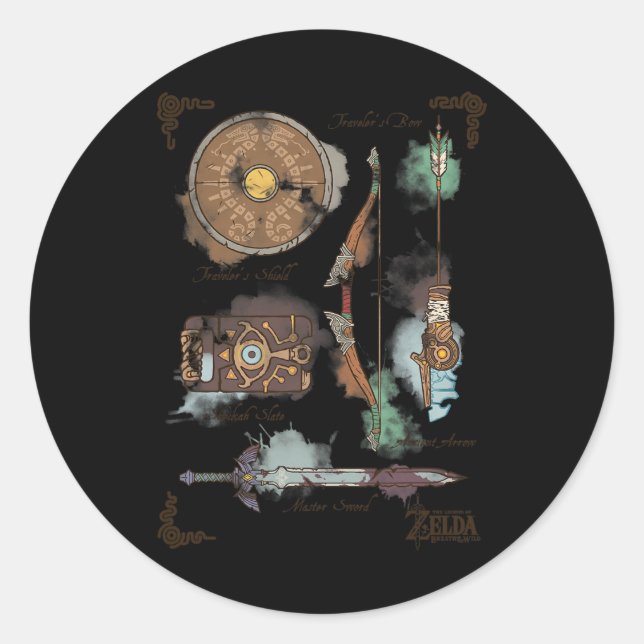 Adesivo Redondo Breath Of The Wild Link Inventory Graphic (Frente)