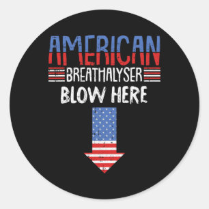 Adesivo Redondo Breathalyzer 4 De Julho Bandeira Americana Engraça
