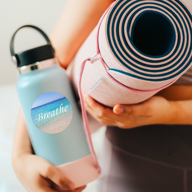 Adesivo Redondo Breathe Cayman Islands Relaxando Lembrete de Praia (Criador carregado)