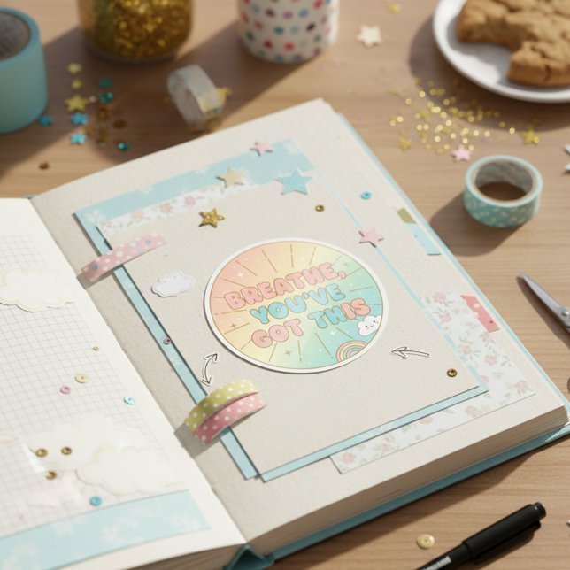 Adesivo Redondo Breathe, You’ve Got This Sticker  (Criador carregado)