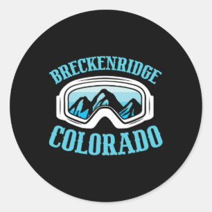Adesivo Redondo Breckenridge Colorado Ski Mountain Skiier