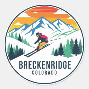 Adesivo Redondo Breckenridge Colorado Skiing Skier Viagem