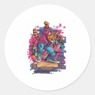 Adesivo Redondo Bredance Meow - Urbana de Gato de Grafite