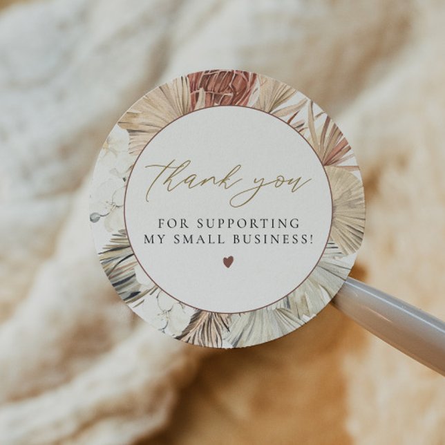 Adesivo Redondo BRENNA Bohemian Terracotta Dry Palm Pequenas Empre (Criador carregado)