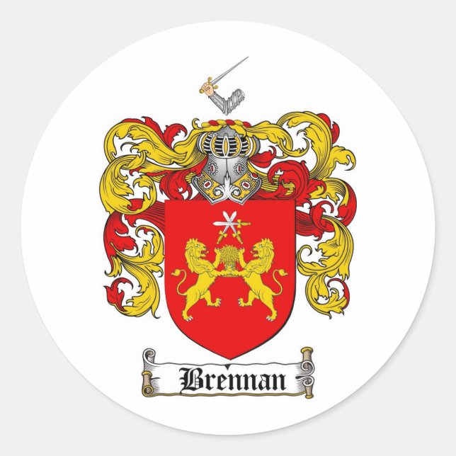 ADESIVO REDONDO BRENNAN FAMILY CREST - BRENNAN CASACO DE ARMAS (Frente)