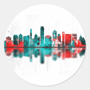 Adesivo Redondo Brescia Itália Skyline