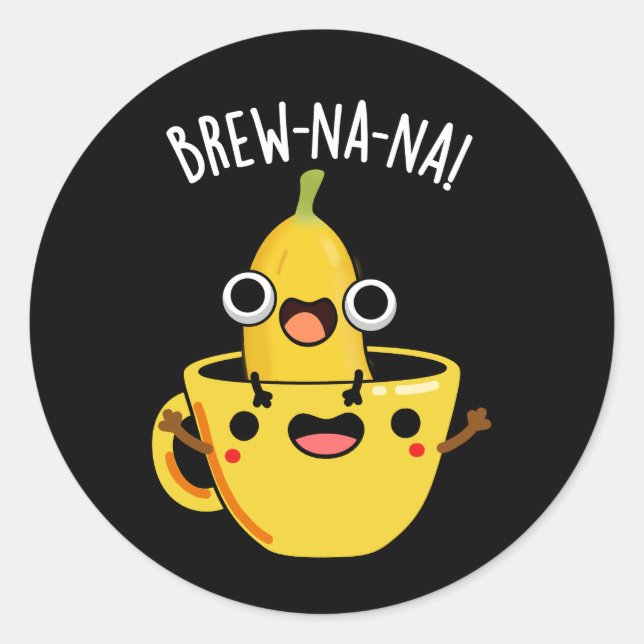 Adesivo Redondo Brew-nana Funny Banana Pun Dark BG (Frente)