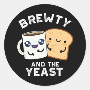 Adesivo Redondo Brewy E O Filme Engraçado Da Levedura Pun Dark BG