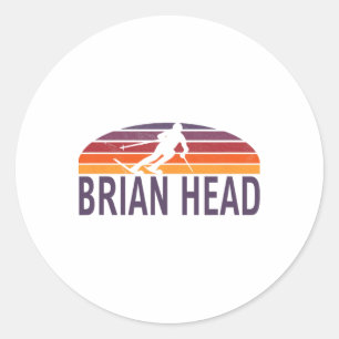 Adesivo Redondo Brian Head Iron County Utah Usa Ski Resort Snowboa
