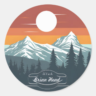 Adesivo Redondo Brian Head Utah Mountain Sunset Stickers – Set of