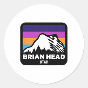 Adesivo Redondo Brian Head Utah Skiing Snowboard Family Ski Tri