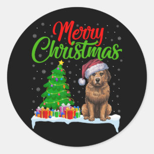 Adesivo Redondo Briard Dog Árvore de Natal Luz Engraçado Briard Xm
