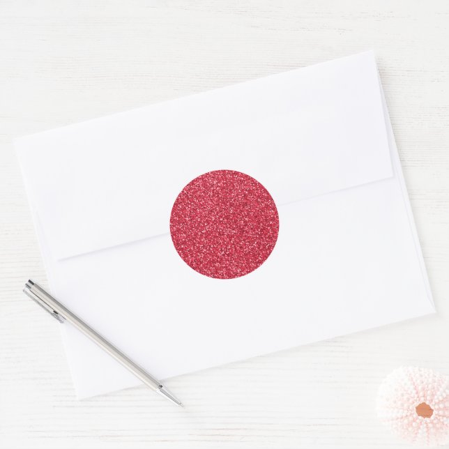Adesivo Redondo Brick Red Glitter (Envelope)