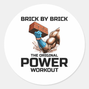 Adesivo Redondo Bricklayer Bricklay Humor Power Workout Engraçado