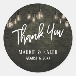 Adesivo Redondo Bricks Industriais Negros com Luzes Edison Obrigad