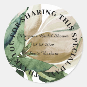 Adesivo Redondo Bridal De Casamento Obrigado Nome Floral Mint Gree