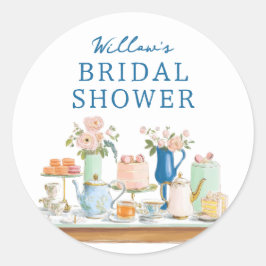 Adesivo Redondo Bridal Shower Tea Party Stickers