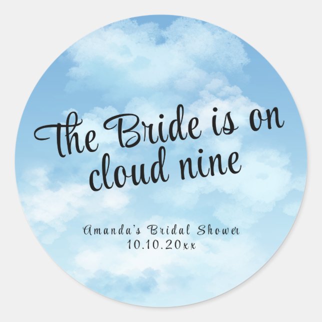 Adesivo Redondo Bride Is On Cloud Nine Bridal Shower (Frente)