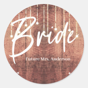 Adesivo Redondo Bride Lace textura de madeira rústica