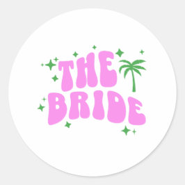 Adesivo Redondo bride palm springs bachelorette party retro pink