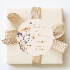 Adesivo Redondo Bride to bee wildflower ivory bridal shower