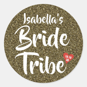 Adesivo Redondo Bride Tribe Red Date Heart Personalised Glitter