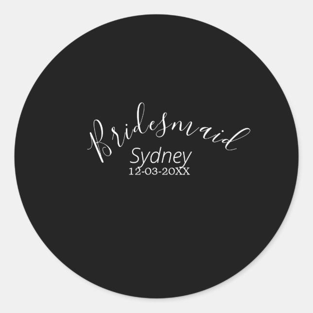 Adesivo Redondo Bridesmaid bachelorette party add name modern  (Frente)