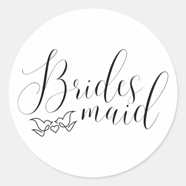 Adesivo Redondo Bridesmaid - Calliografia Lovebird Partido Bridal (Frente)
