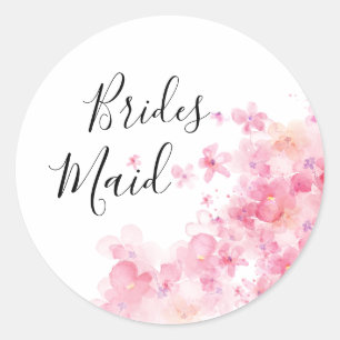 Adesivo Redondo Bridesmaid floral rosa elegante
