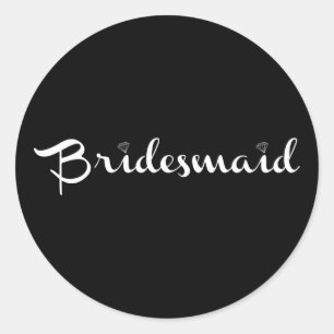Adesivo Redondo Bridesmaid White em Preto