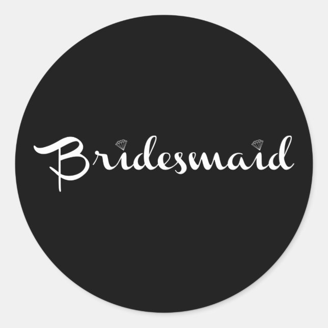 Adesivo Redondo Bridesmaid White em Preto (Frente)
