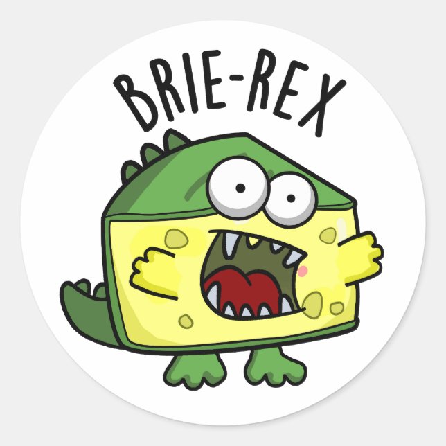 Adesivo Redondo Brie-rex Queijo engraçado TRex Pun (Frente)