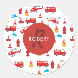 Adesivo Redondo Brigada de Motores de Bombeiros de Transporte Verm