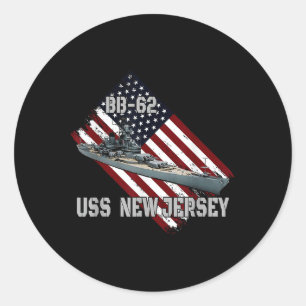 Adesivo Redondo Brigada Uss New Jersey Bb-62 &amp; Combat Warsh